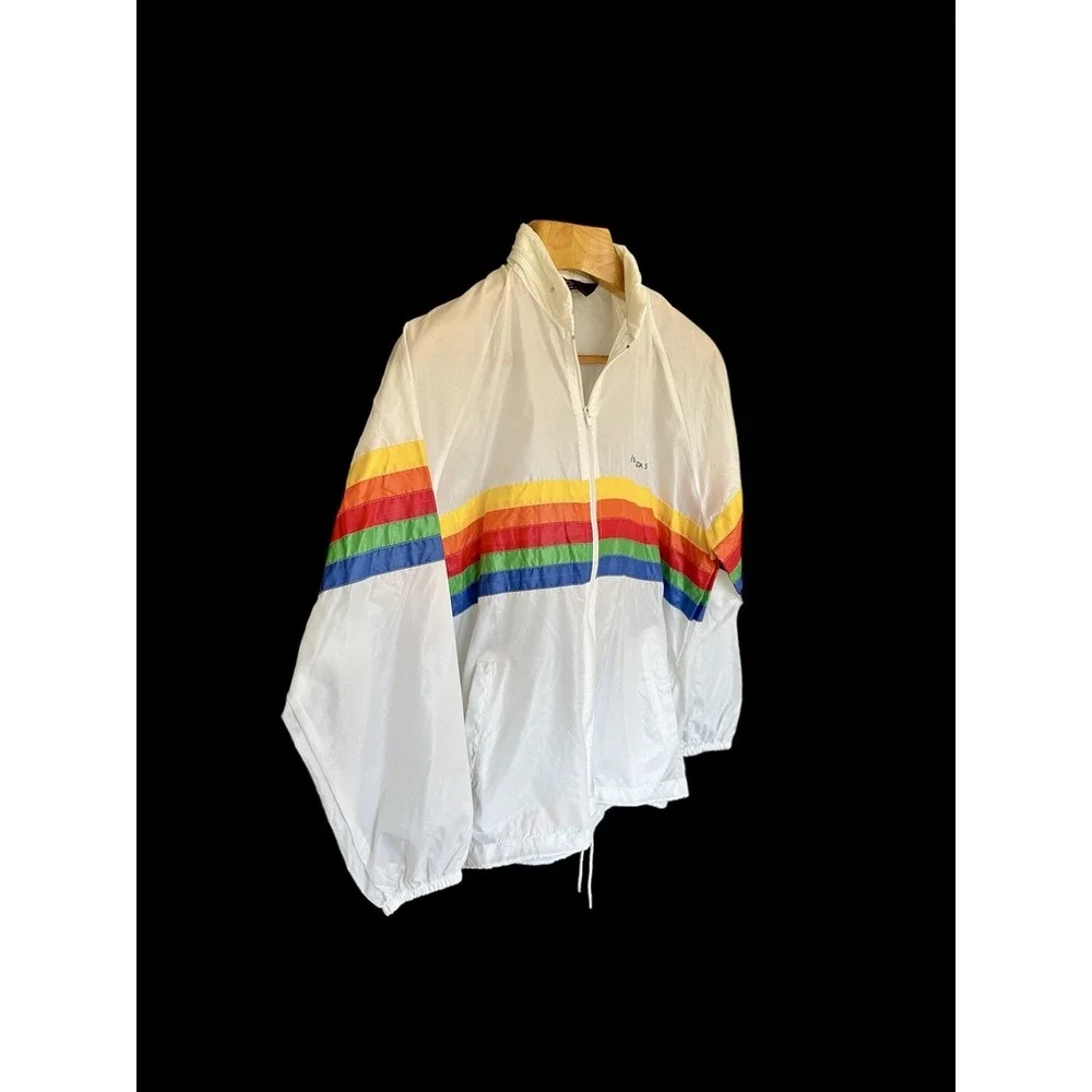 Sherry Rainbow Bermuda‎ Star Rain Jacket Vintage Miami Florida Large